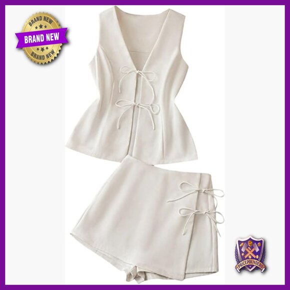 Summer 2 Piece Outfit Sleeveless Vest Skort Shorts Matching Set